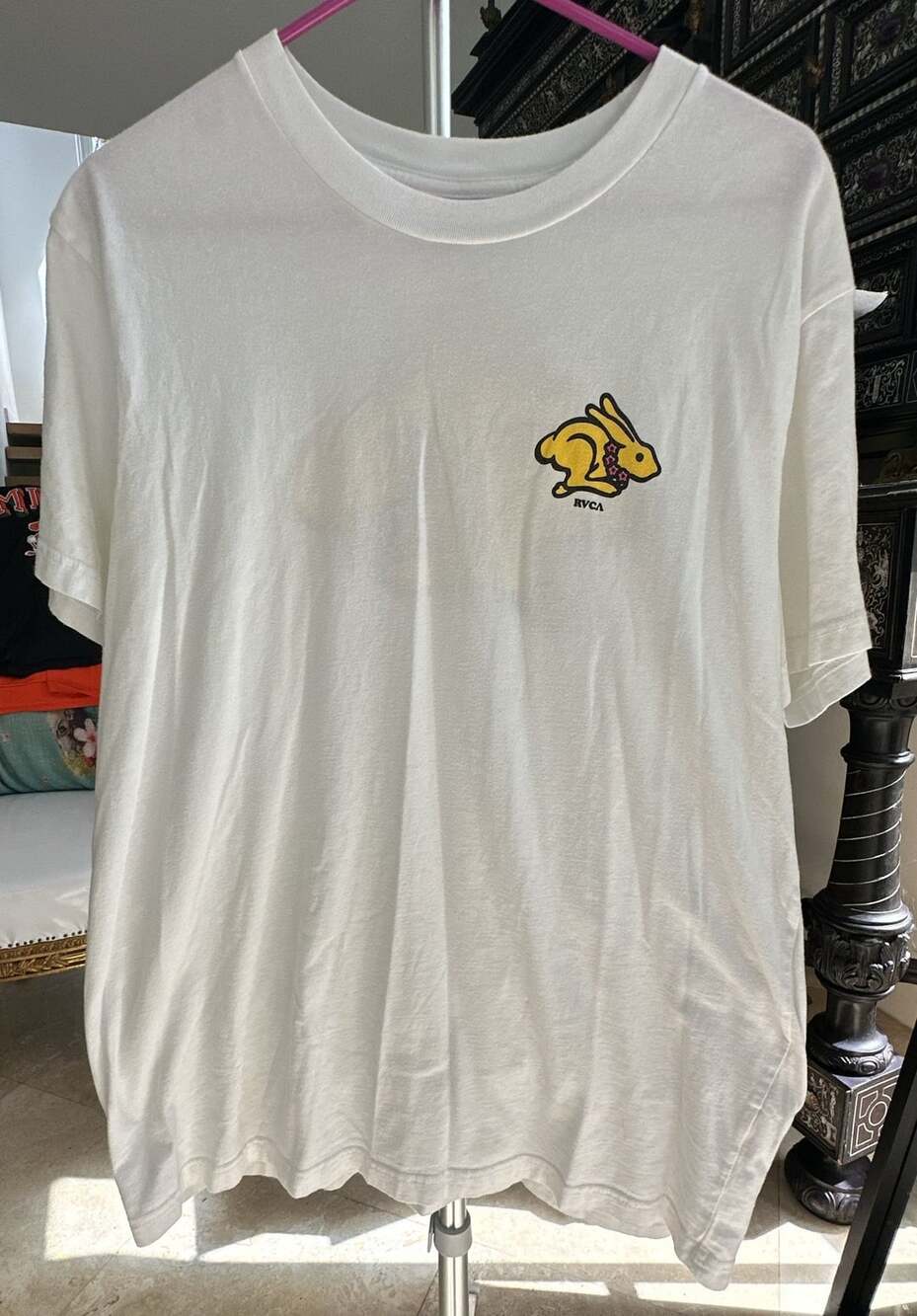 RVCA x Evan Mock Rabbit Graphic T-Shirt White Size L